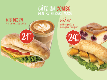 Cate un combo pentru fiecare masa: mic dejun si pranz
