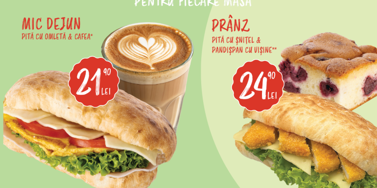 Cate un combo pentru fiecare masa: mic dejun si pranz
